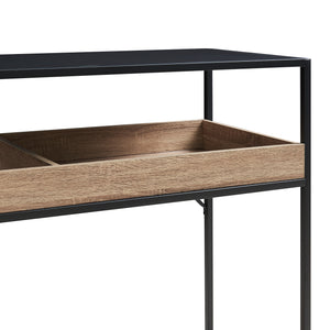 Mesa consola Belana 110x40x80 cm Negro/Aspecto roble [en.casa]