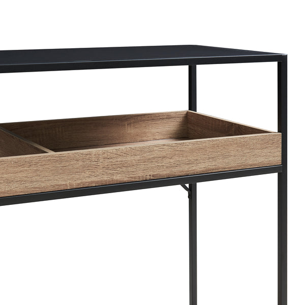 Mesa consola Belana 110x40x80 cm Negro/Aspecto roble [en.casa]