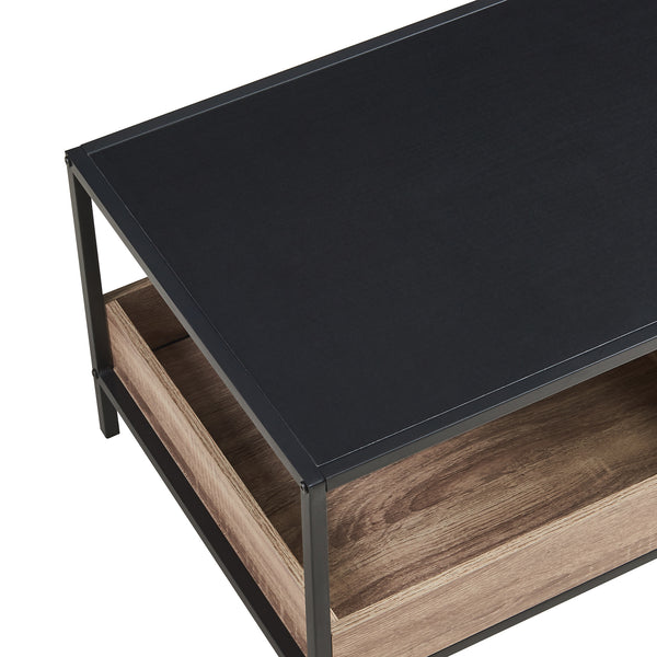 Mesa de centro Belana 100x48x39 cm Negro/Aspecto roble [en.casa]