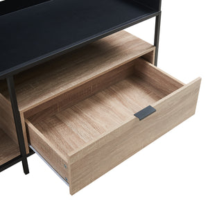 Mesa de televisión Belana 120x40x54 cm Negro/Aspecto roble [en.casa]