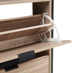 Zapatero Belana con 2 tapas 116x60x24 cm Negro/Aspecto roble [en.casa]