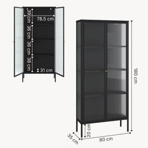 Vitrina Vinterhavn 180x80x35 cm Acero Negro [en.casa]