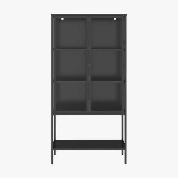 Vitrina Borshavisa de acero, 2 puertas, 160x80x35 cm, negro [en.casa]