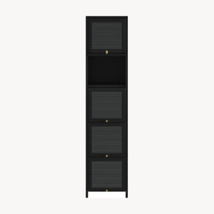 Vitrina Ostersund con 5 puertas abatibles 174x40x35cm Negro [en.casa]
