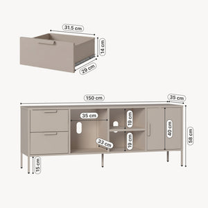 Mueble de TV Kliri 2 cajones 150x35x58cm - Color camel [en.casa]