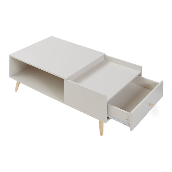 Mesa de centro Hallevil con cajón 106x59x44 cm Gris claro [en.casa]