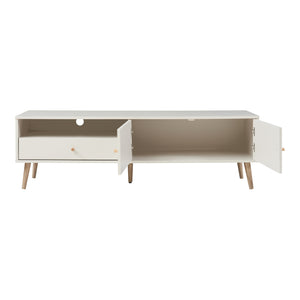 Mueble de televisión Hallevil 150x39x45 cm Blanco [en.casa]