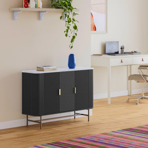 Aparador Olvehok com 3 portas 110x40x77cm - Negro [en.casa]
