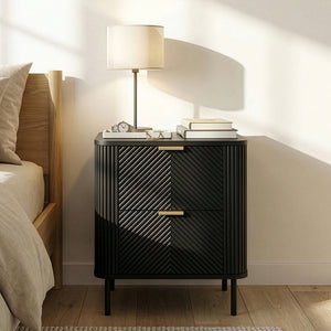 Conjunto de 2 mesas de noche Olvehok con 2 cajones 55x52x38cm - Negro [en.casa]