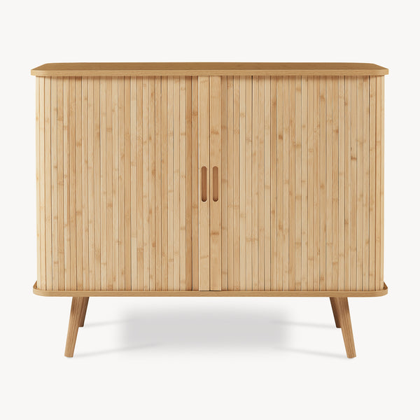 Aparador Nordkapp con 2 puertas bambú pino 100x40x80cm - Natural [en.casa]