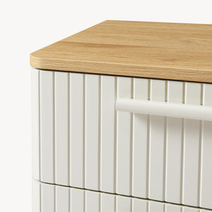 Mesita de noche Ferrersp con 2 cajones 50x40x40 cm aspecto roble/color arena [en.casa]