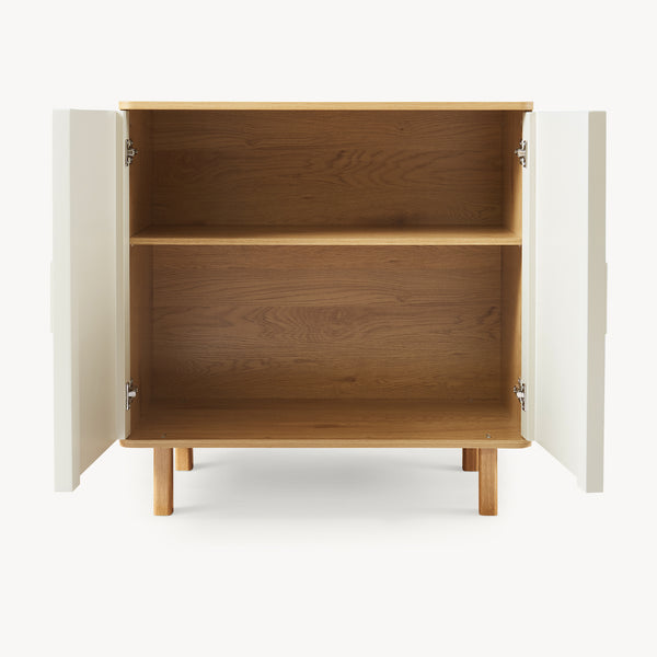 Aparador Ferrersp con 2 puertas 80x80x40 cm aspecto roble/color arena [en.casa]