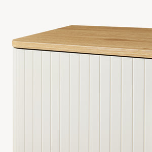 Mueble de televisión Ferrersp con 2 puertas 140x40x45 cm aspecto roble/color arena [en.casa]