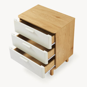 Cómoda Ferrersp con 3 cajones 70x60x40 cm aspecto roble/color arena [en.casa]