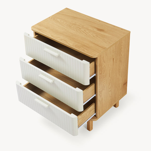 Cómoda Ferrersp con 3 cajones 70x60x40 cm aspecto roble/color arena [en.casa]