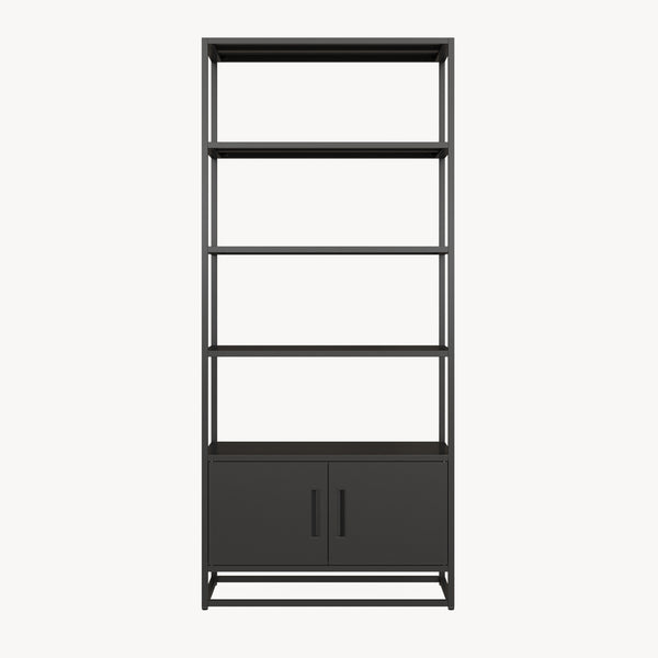 Estantería de pie Hailuoto de 4 niveles acero 180x80x40cm - Negro mate [en.casa]