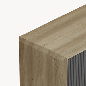 Mueble de TV Trömi 2 puertas 150x40x43cm - Roble/Gris [en.casa]