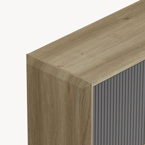Aparador Trömi 75x120x30 cm efecto roble/gris [en.casa]
