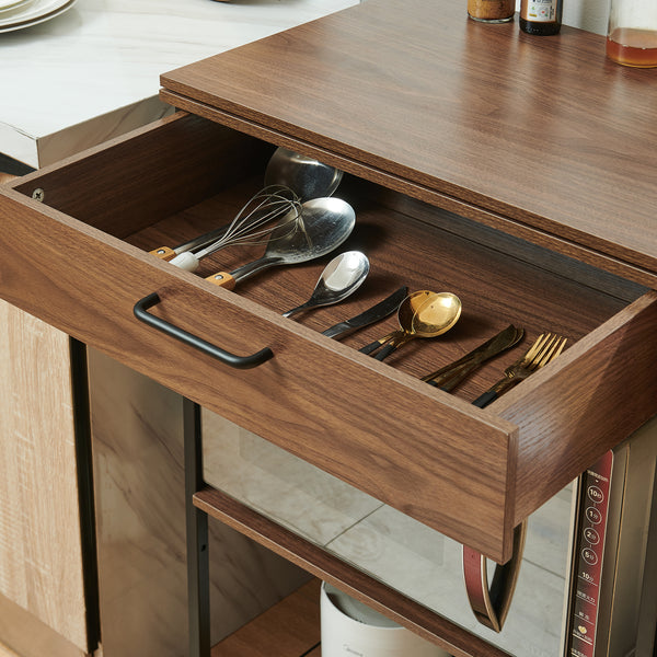 Estante de cocina extensible Kirhuskyna 130x40x85 cm aspecto nogal/negro [en.casa]