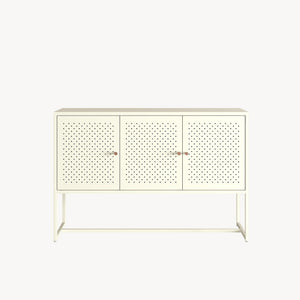 Aparador Viitasaari con 3 puertas acero 120x40x80cm - Blanco crema [en.casa]