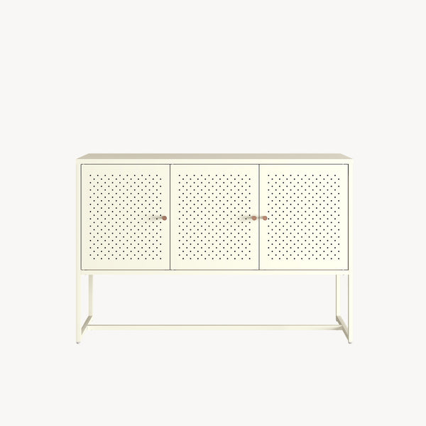 Aparador Viitasaari con 3 puertas acero 120x40x80cm - Blanco crema [en.casa]