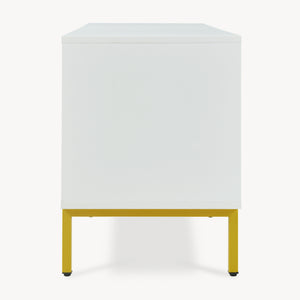 Mueble de televisión Reyri 120x39x52 cm Blanco/Dorado [en.casa]