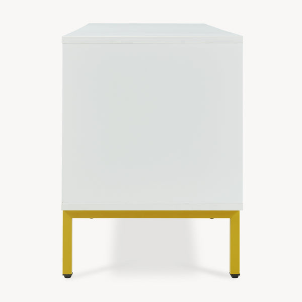 Mueble de televisión Reyri 120x39x52 cm Blanco/Dorado [en.casa]