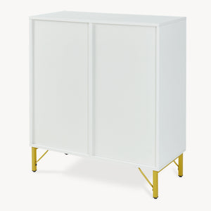 Aparador Reyri 90x80x35 cm Blanco/Dorado [en.casa]