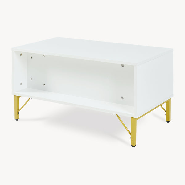 Mesa de centro Reyri 80x45x42 cm Blanco/Dorado