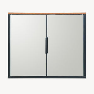 Armario con espejo Trond 50x60x15 cm Negro/Aspecto nogal [en.casa]