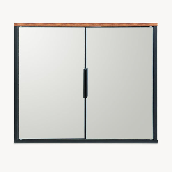 Armario con espejo Trond 50x60x15 cm Negro/Aspecto nogal [en.casa]