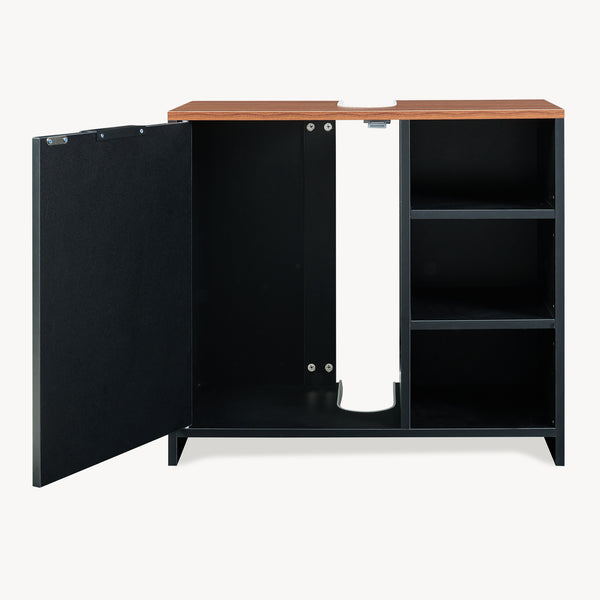 Mueble bajo lavabo Trond 60x66x30 cm Negro/Aspecto nogal [en.casa]
