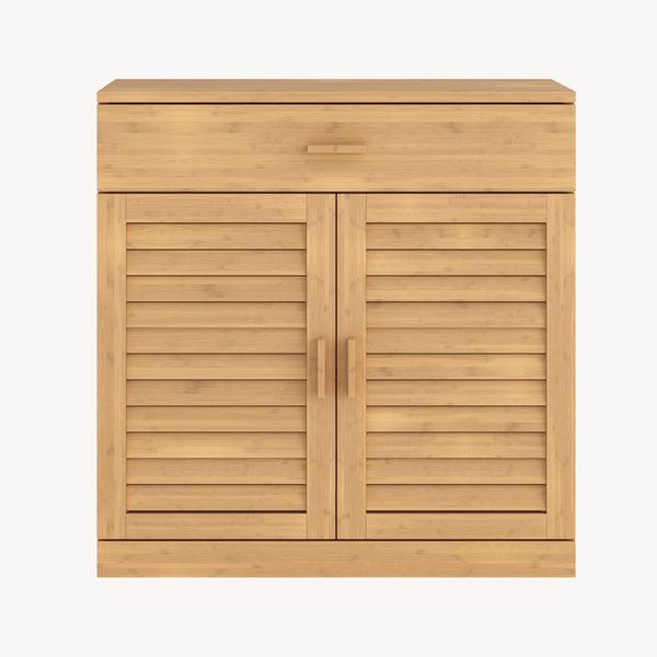 Zapatero Aarela 2 puertas + cajón bambú 67x66x34cm Natural [en.casa]