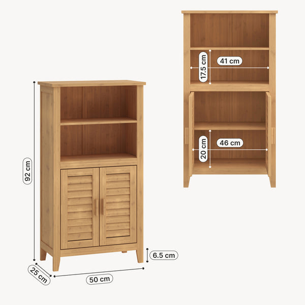 Aparador Rirg 2 puertas bambú 92x50x25cm cm Natural [en.casa]