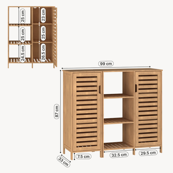 Aparador de 2 piezas Hakseri 87x99x33cm - Bambus [en.casa]