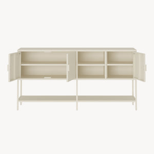 Aparador Kliri con 6 compartimentos acero 160x40x80cm - Blanco crema [en.casa]