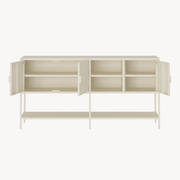 Aparador Kliri con 6 compartimentos acero 160x40x80cm - Blanco crema [en.casa]