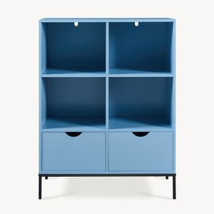 Bücherregal mit 2 Schubladen Colwyn 105x80x40 cm Blau [en.casa]