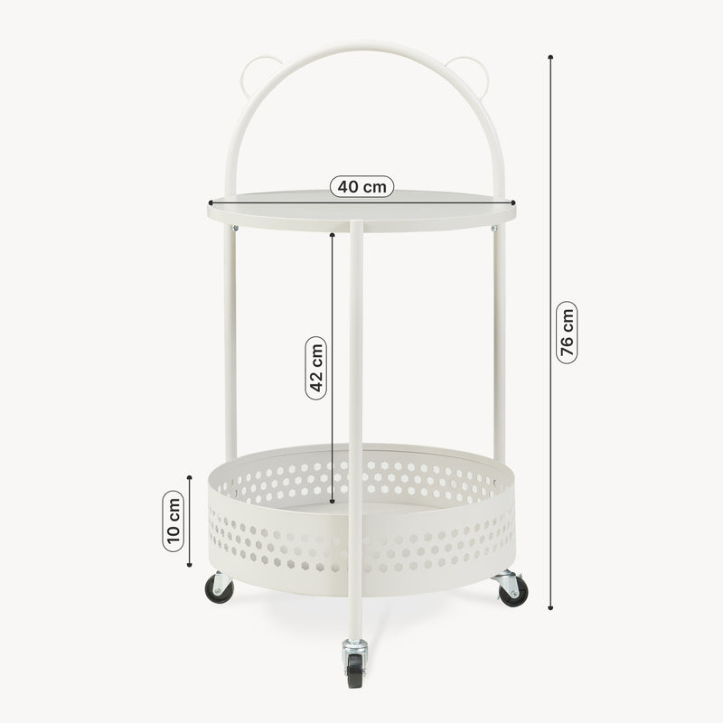 Esquema acotado Carro de servicio Jässaatka 2 niveles acero 76xØ40cm - Gris [en.casa]