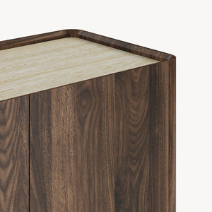 Mueble de televisión Trorlon 160x40x55 cm aspecto nogal/travertino [en.casa]