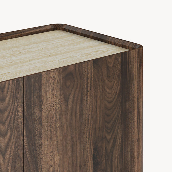 Mueble de televisión Trorlon 160x40x55 cm aspecto nogal/travertino [en.casa]