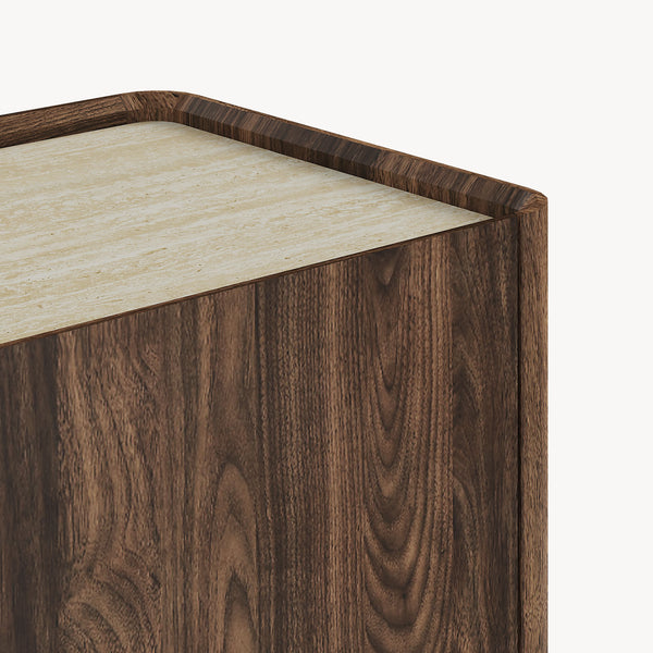 Cómoda Trorlon 83x80x40 cm aspecto nogal/travertino [en.casa]