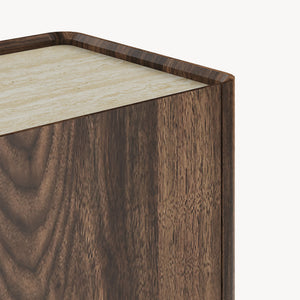 Aparador Trorlon 160x40x83 cm aspecto nogal/travertino [en.casa]