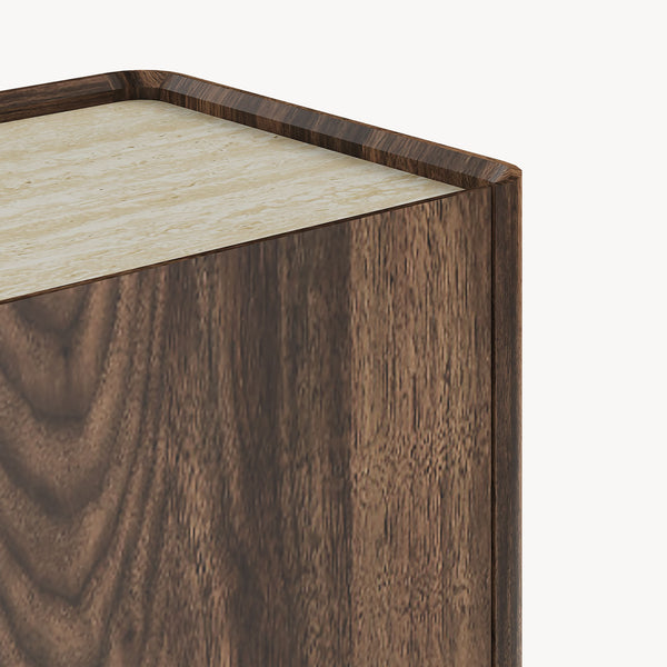 Aparador Trorlon 160x40x83 cm aspecto nogal/travertino [en.casa]