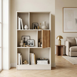 Estantería Karena 112x70x30 cm Crema blanca/Aspecto roble [en.casa]