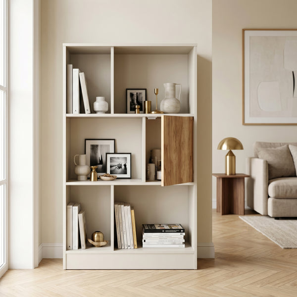 Estantería Karena 112x70x30 cm Crema blanca/Aspecto roble [en.casa]