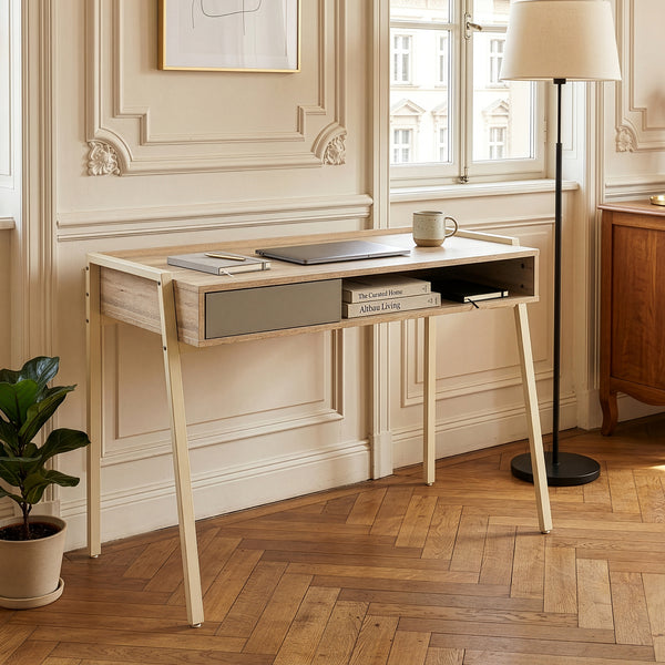 Escritorio Boderas 107x55x78 cm Beige/Travertino [en.casa]