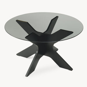 Mesa de centro Imi con tablero de vidrio Ø70x35 cm Negro/Gris [en.casa]