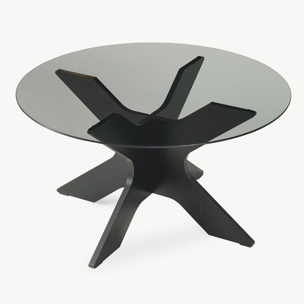Mesa de centro Imi con tablero de vidrio Ø70x35 cm Negro/Gris [en.casa]