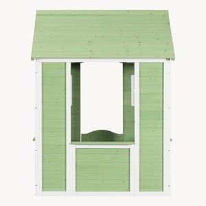 Casita de juegos para niños Kuoldsvin Madera de abeto 144x102x90 cm Verde/Blanco [en.casa]